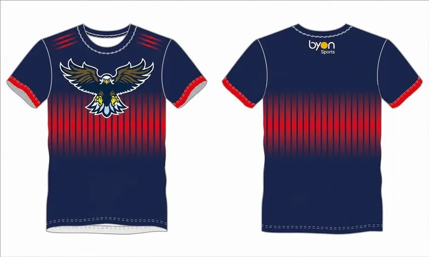 Großhandel komfortable Polyester Spandex Sublimation Custom Made Blue Tees
