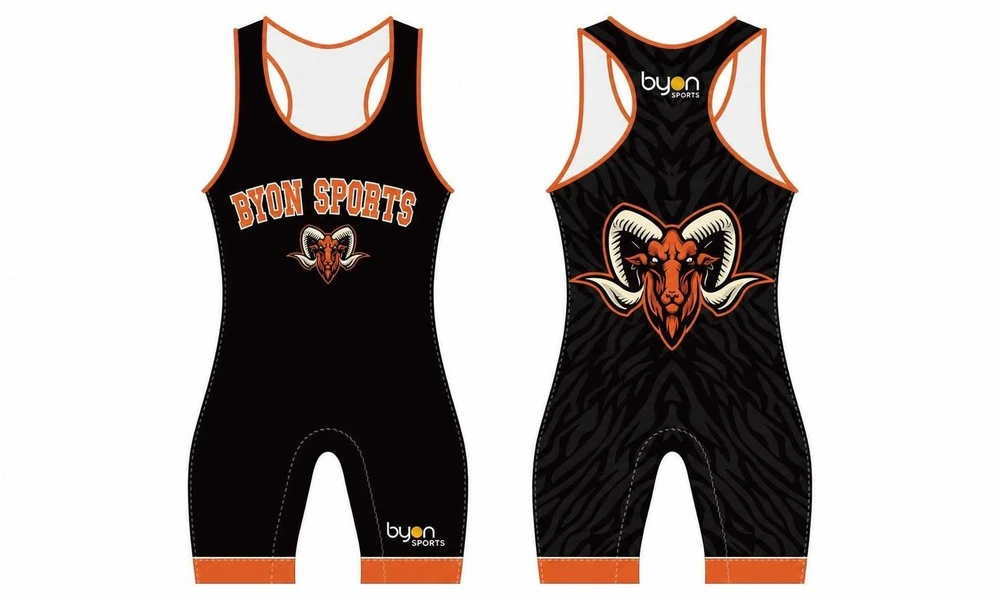 Wholesale custom design sublimation printing black wrestling singlets