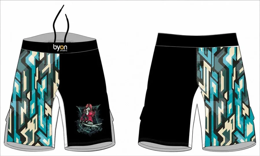 Sublimación personalizada de poliéster-spandex MMA pantalones cortos con bolsillos
