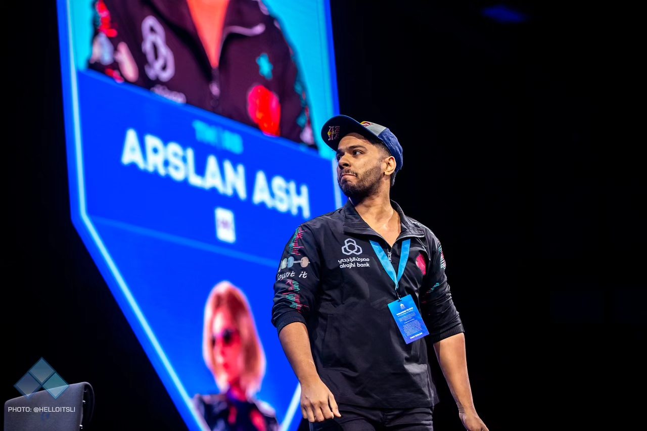 Pakistani esports champion Arslan Ash wearing a custom esports jersey