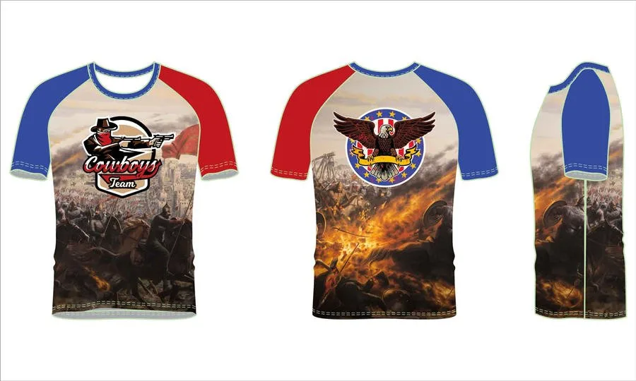 Custom made sublimation printing men's pro compression short sleeve rash guard
