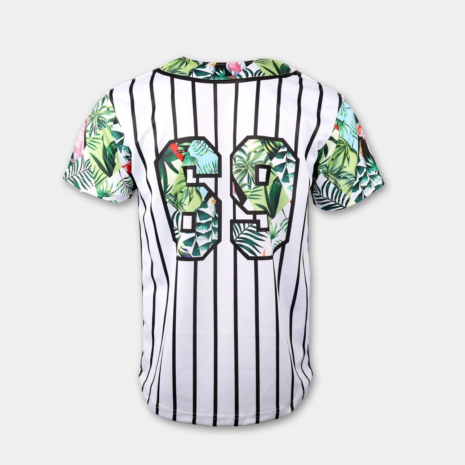 Rückseite eines benutzerdefinierten Zwei-Tasten-Baseball-Trikots