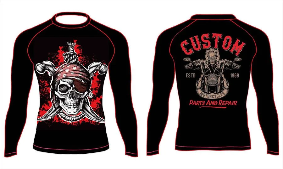 Comfortable polyester spandex sublimation custom made black rash guard