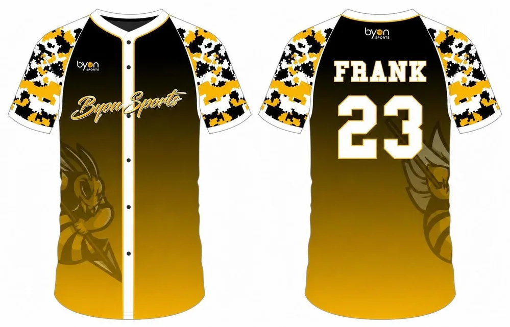 100% polyester custom youth team button down baseball jersey