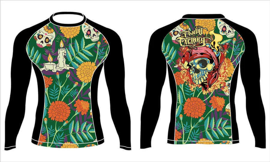Dye sublimation printing custom design college long sleeve wrestling rash guard