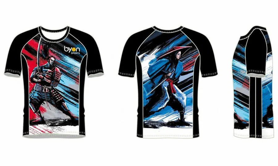 Dye sublimation custom design team compression cut rash guard