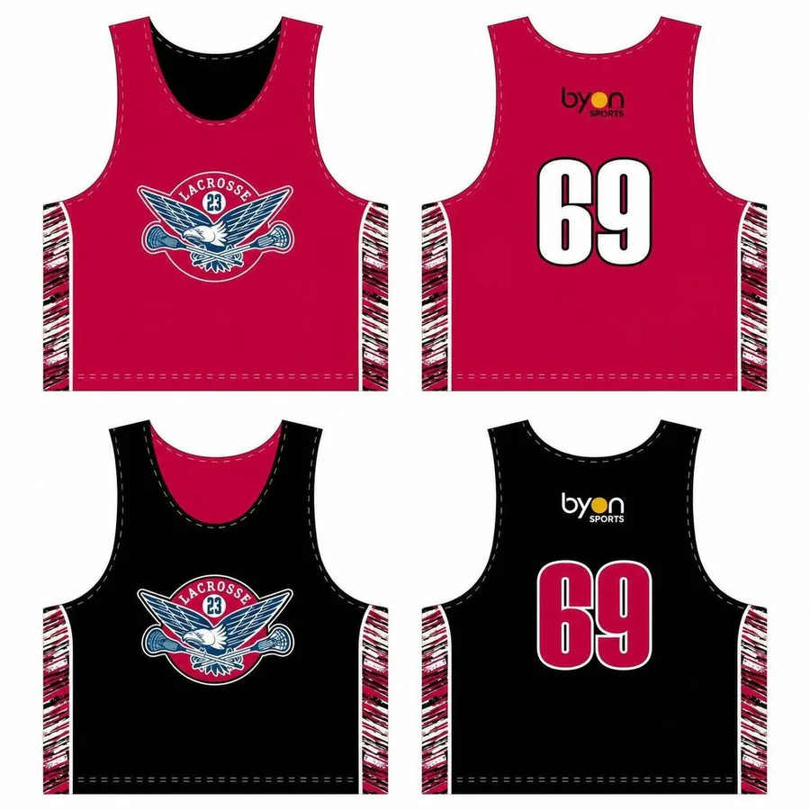 Pinnies reversibles de lacrosse impresos sublimados personalizados
