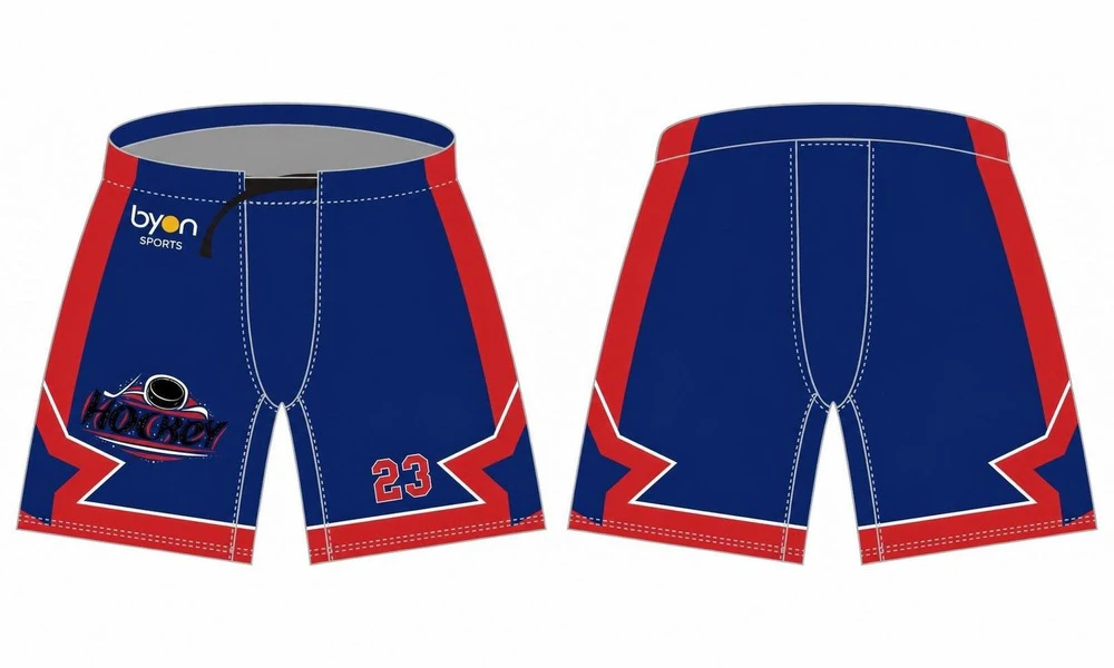 prensado completo botón personalizado pantalones de hockey sobre hielo