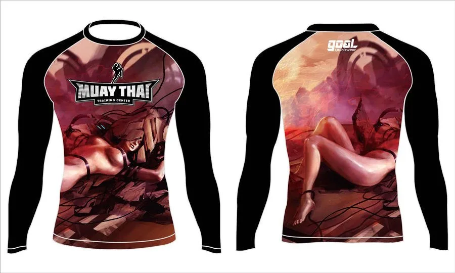 Dye Sublimation Printing Pro Spandex Custom Design Lang Sleeve Hautausschlag Guard