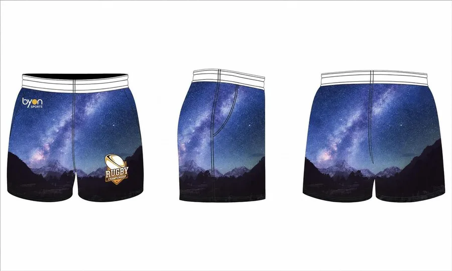 100% polyester sublimation printing custom team rugby shorts