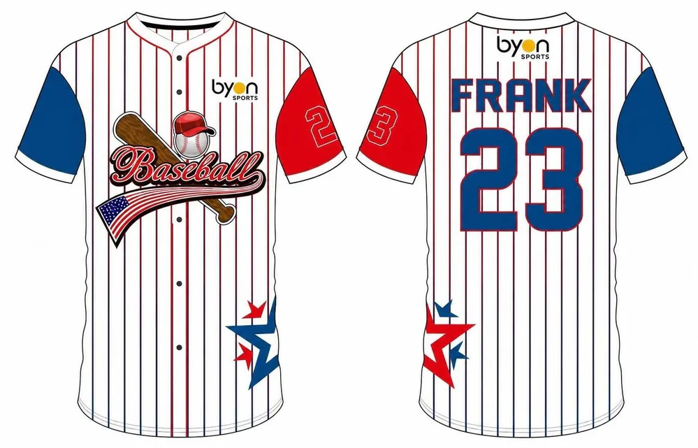 Custom school team design button down baseball jersey