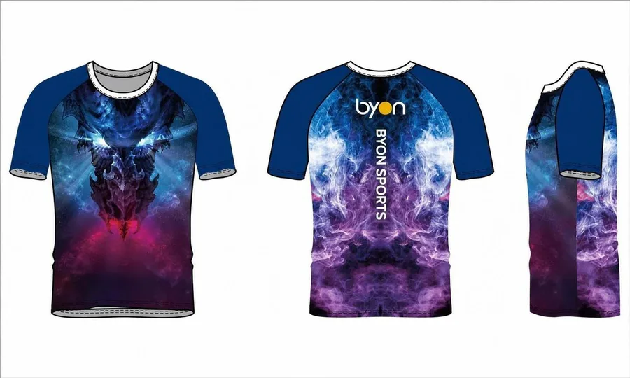 Custom wholesale sublimated printed men's team short sleeve rash guard