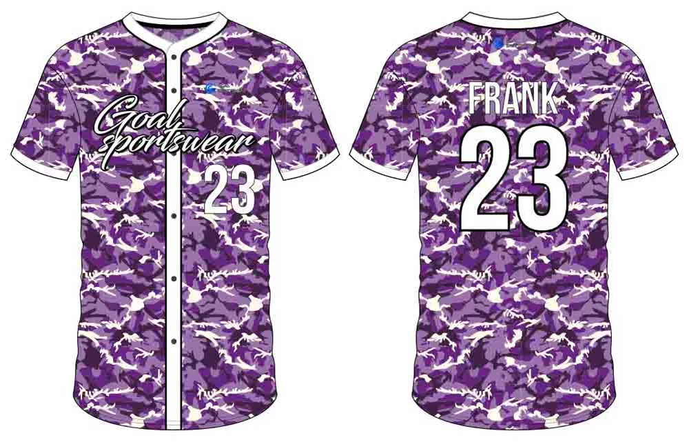 Sublimated custom youth pro button down baseball jersey