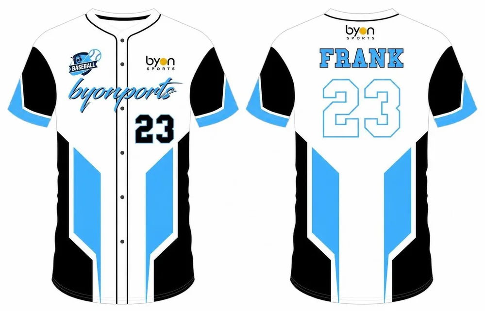Sublimation custom polyester spandex button down baseball jersey