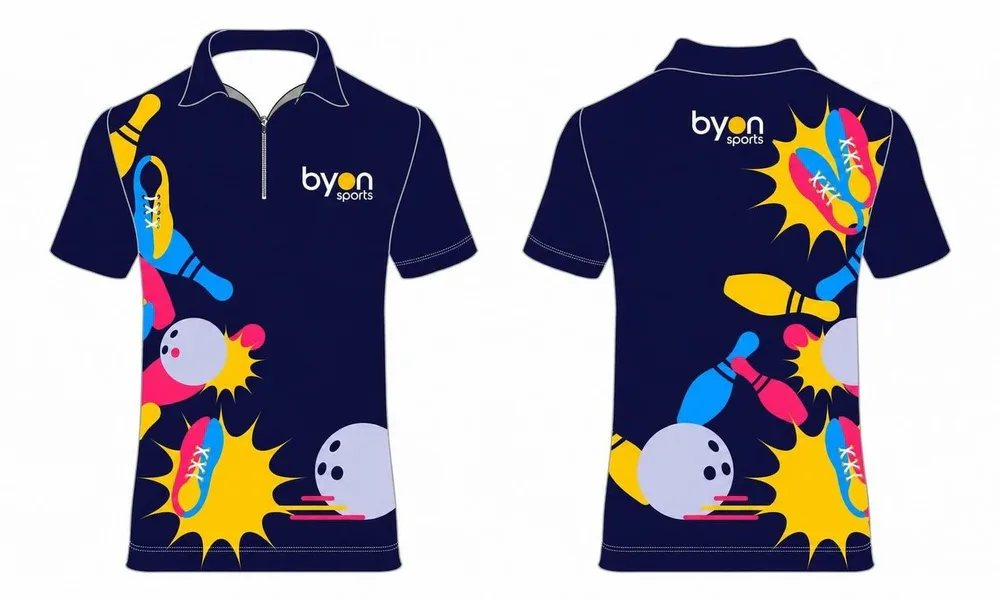 Wholesale 100% Polyester Custom Made Sublimation Bowling Trikots