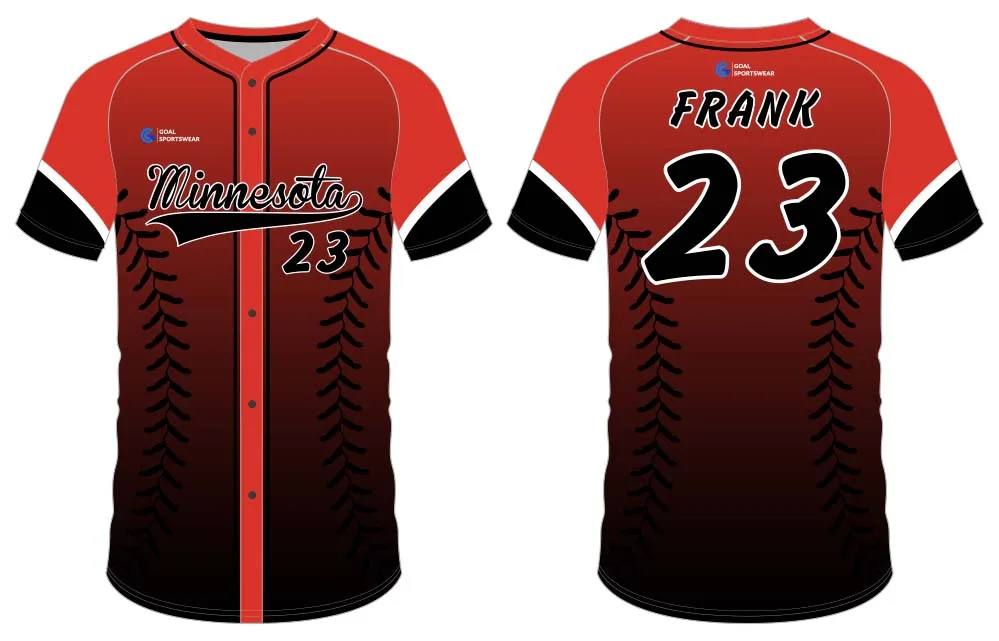 Wholesale 100% polyester custom made sublimation button down baseball jersey