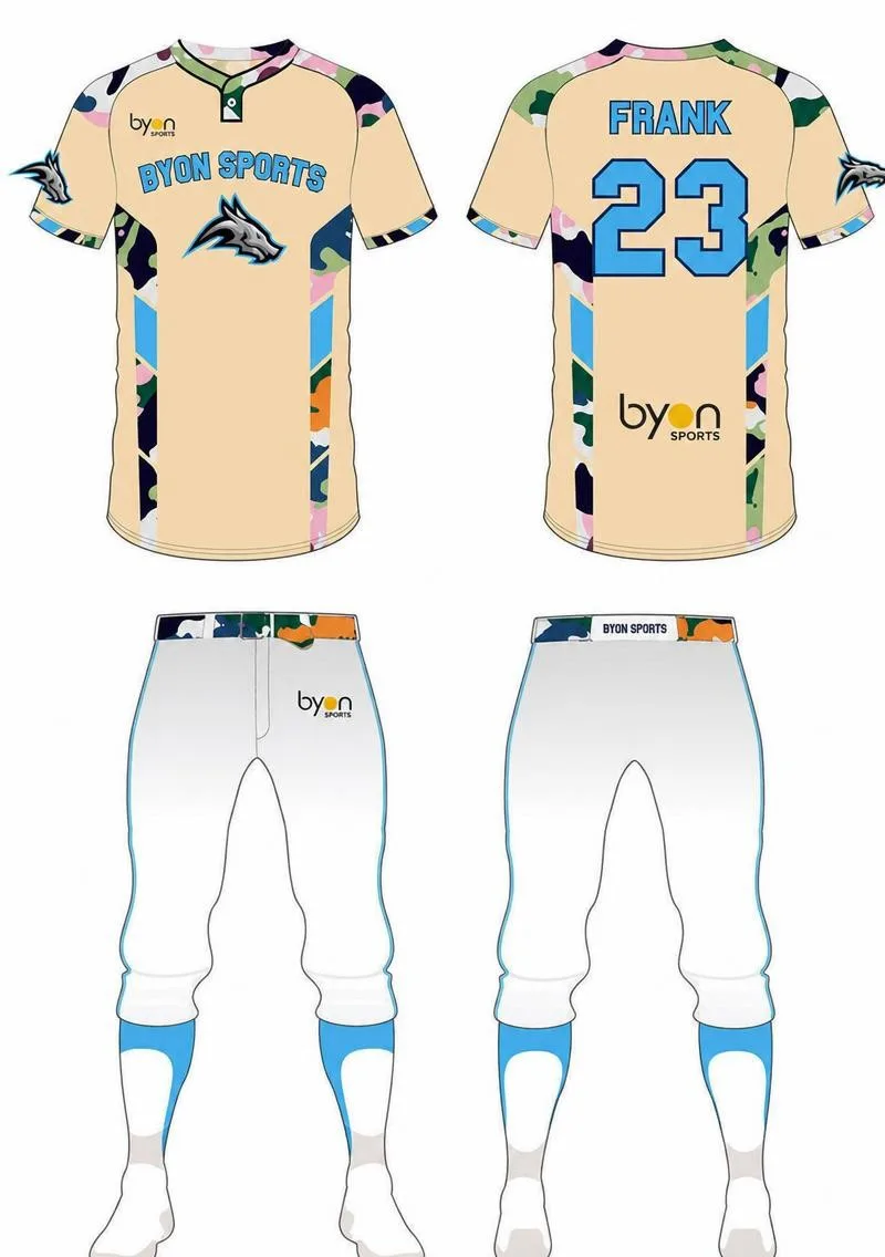 Wholesale polyester custom made camo baseball jersey