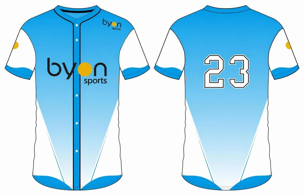 Wholesale 100% polyester custom printed college button down baseball jersey