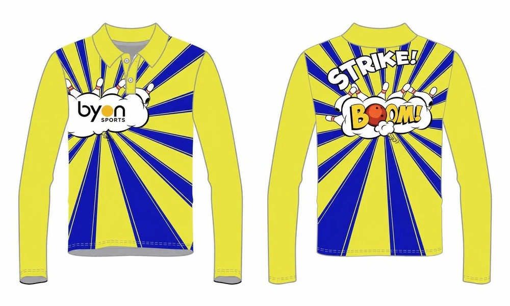 Wholesale 100% Polyester Custom sublimierte bedruckte Bowling-Trikots