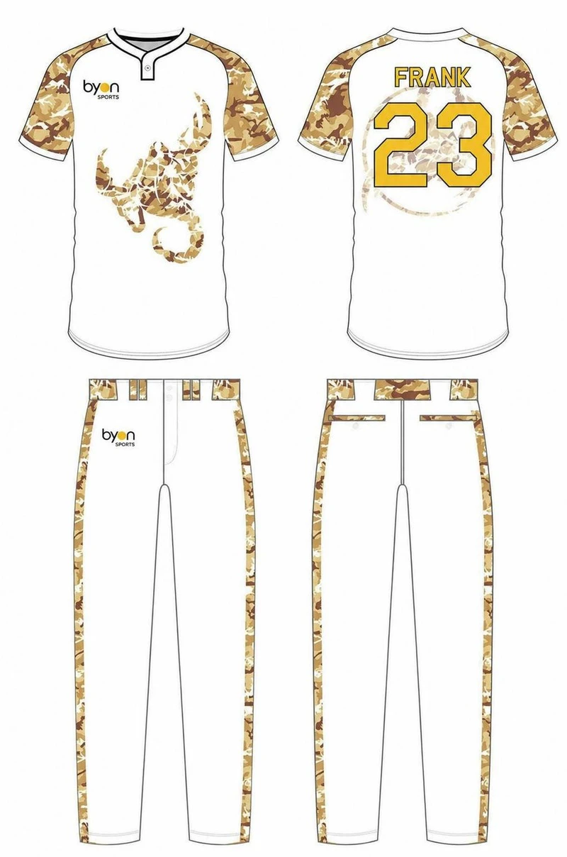 Wholesale polyester sublimated camo baseball jersey